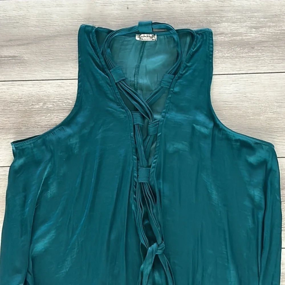 Free People size medium emerald green polyester tank top dressy